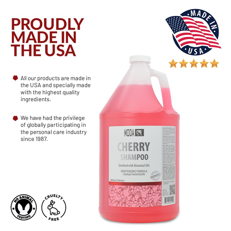 MODA - Moisturizing Shampoo for All Hair Types, Cherry, 128 Oz, Professional - Deeply Cleanses and Conditions, Strengthens, Restores and Shine your Hair - Image 4